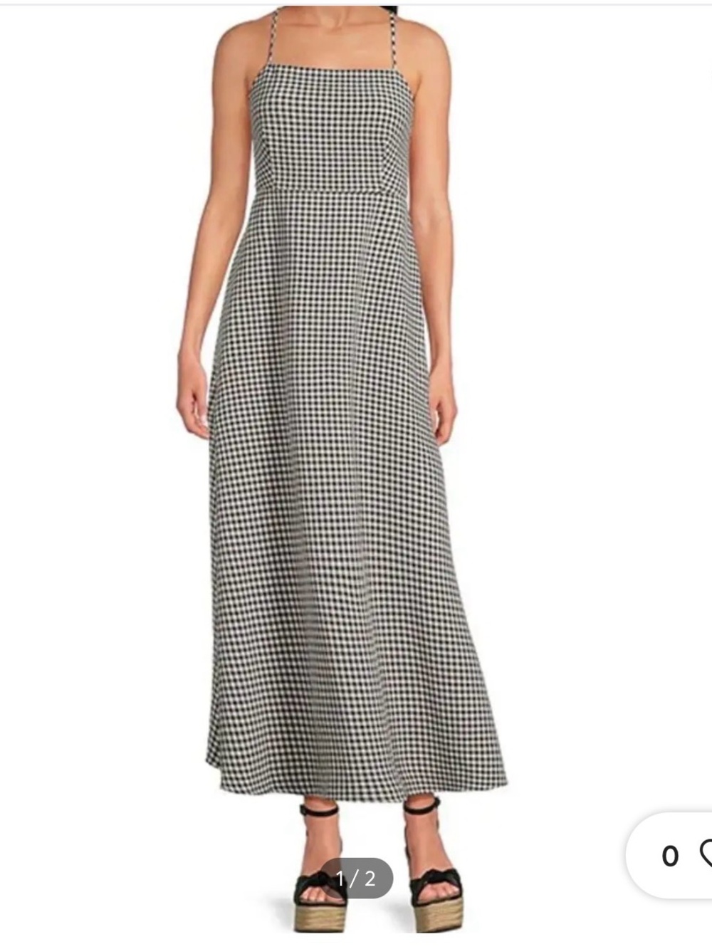 Gianni Bini Black & White Gingham Strappy Back Maxi Dress - Picture 3 of 12